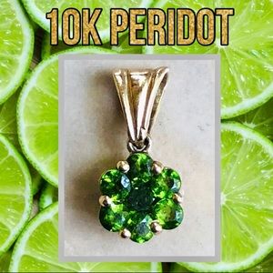 10K Yellow Gold Peridot Gemstone Small Pendant